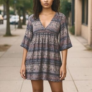 CHARMING CHARLIE Women's Vintage V -Neck Multicolor Summer Dress Size S
